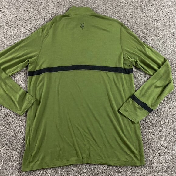 Ibex 1/4 Zip Pullover Sweater Top Men's XL Merino Wool Green Base Layer - Picture 3 of 11